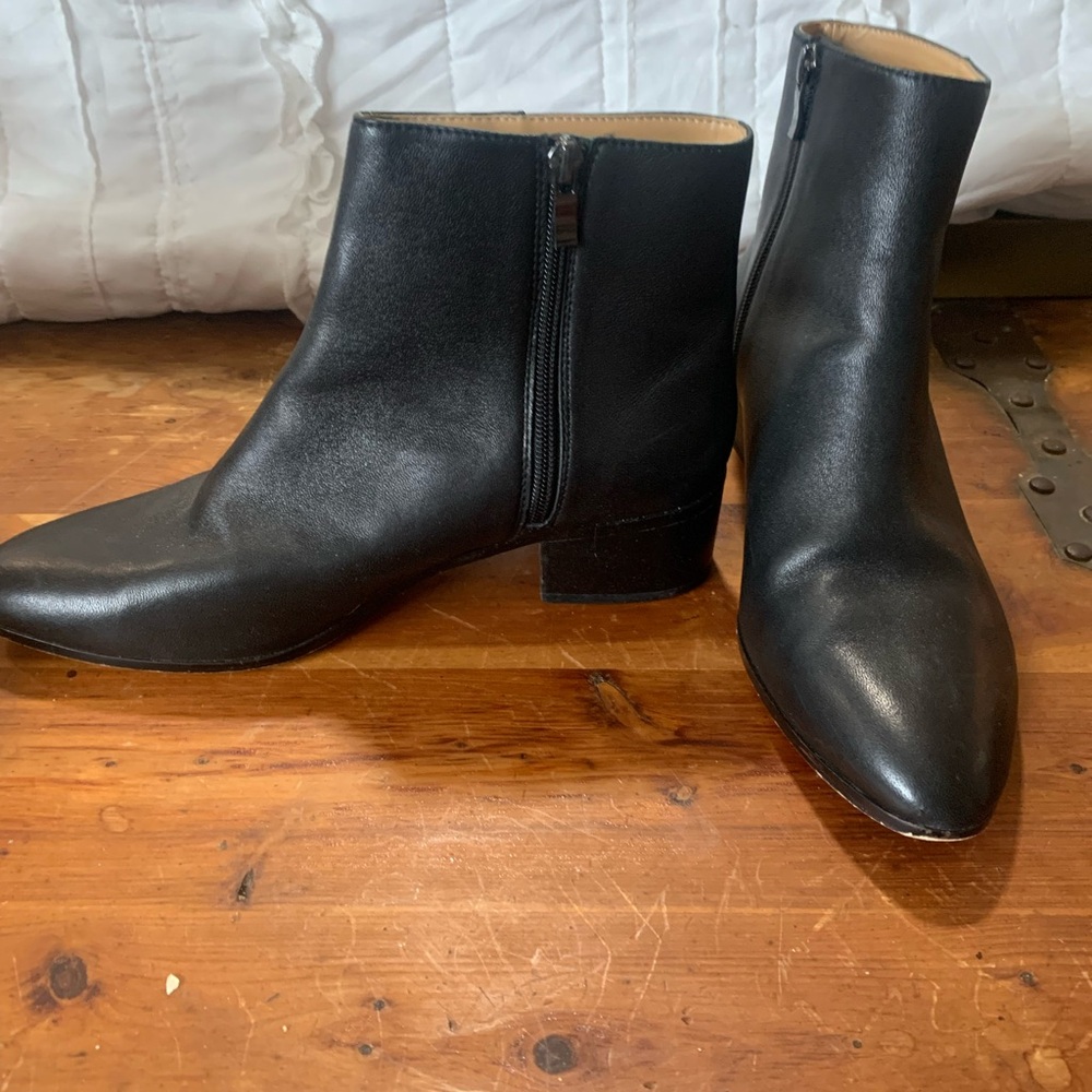 J Crew Black Leather Ankle Boots